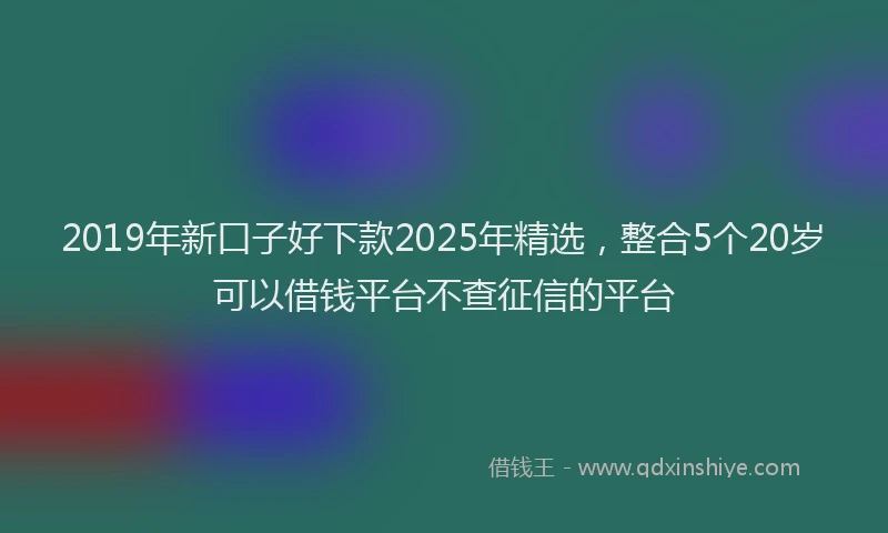 2019年新口子好下款2025年精选，整合5个20岁可以借钱平台不查征信的平台