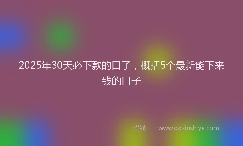 2025年30天必下款的口子，概括5个最新能下来钱的口子