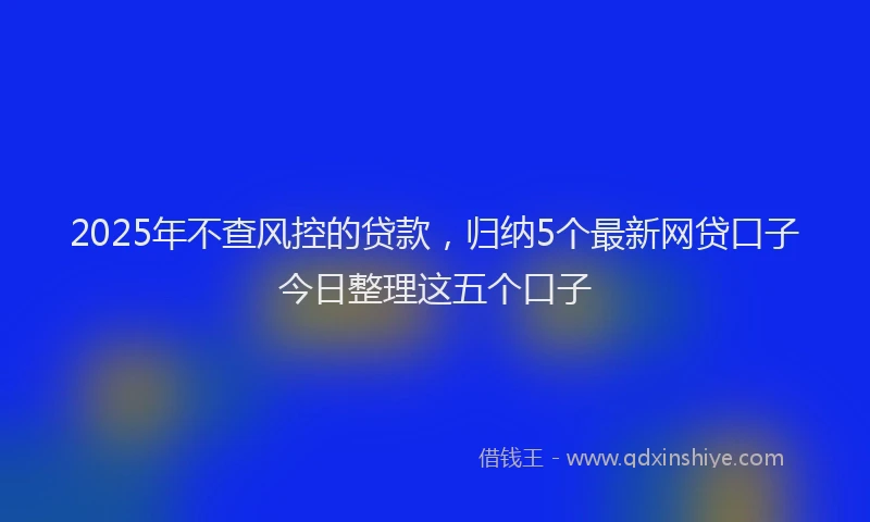 2025年不查风控的贷款，归纳5个最新网贷口子今日整理这五个口子