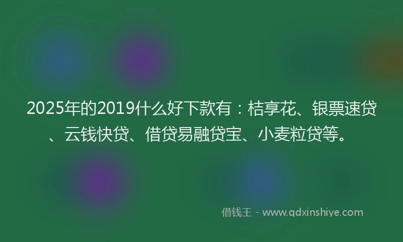 2025年的2019什么好下款有：桔享花、银票速贷、云钱快贷、借贷易融贷宝、小麦粒贷等。