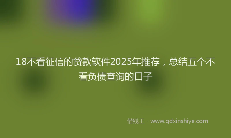 18不看征信的贷款软件2025年推荐，总结五个不看负债查询的口子