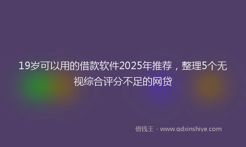 19岁可以用的借款软件2025年推荐，整理5个无视综合评分不足的网贷