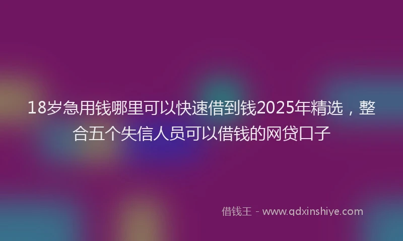 18岁急用钱哪里可以快速借到钱2025年精选，整合五个失信人员可以借钱的网贷口子