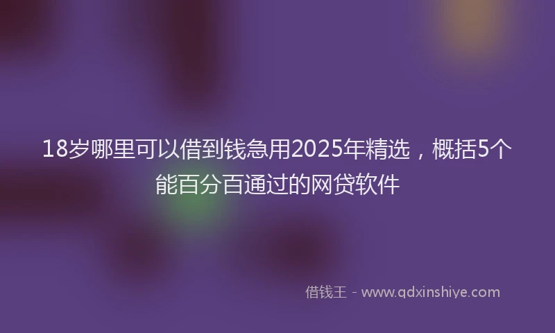 18岁哪里可以借到钱急用2025年精选，概括5个能百分百通过的网贷软件