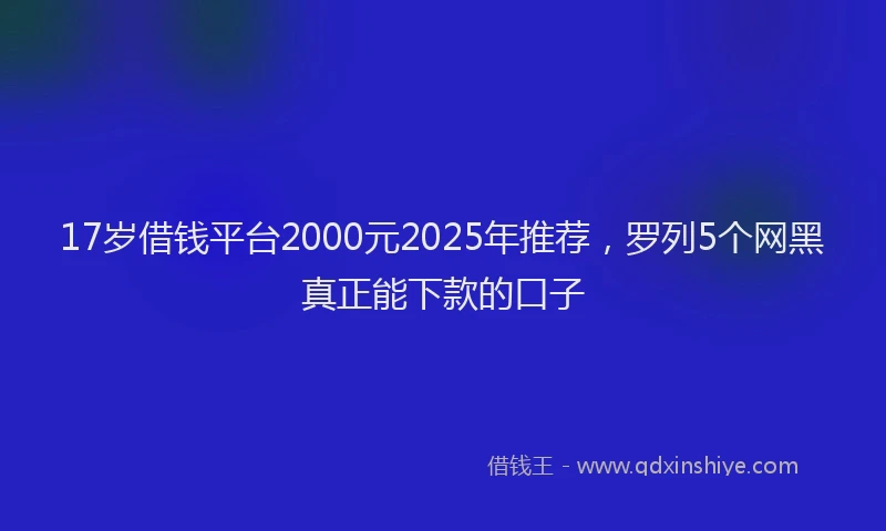 17岁借钱平台2000元2025年推荐，罗列5个网黑真正能下款的口子