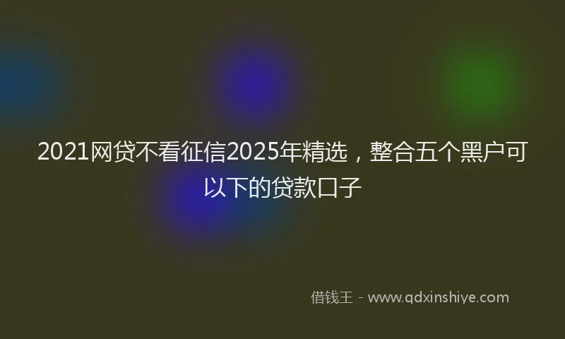 2021网贷不看征信2025年精选，整合五个黑户可以下的贷款口子