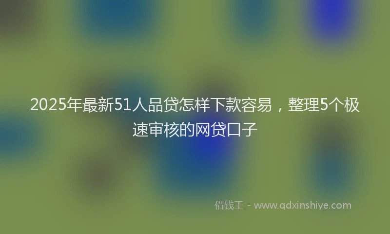 2025年最新51人品贷怎样下款容易，整理5个极速审核的网贷口子