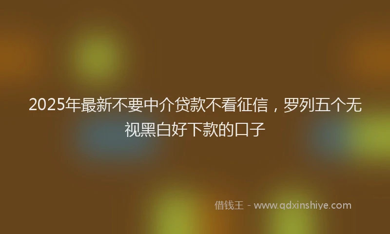 2025年最新不要中介贷款不看征信，罗列五个无视黑白好下款的口子