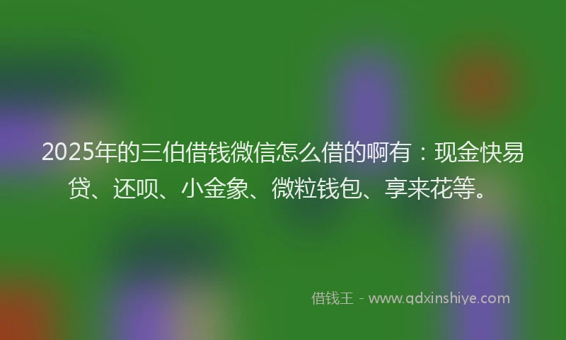2025年的三伯借钱微信怎么借的啊有：现金快易贷、还呗、小金象、微粒钱包、享来花等。