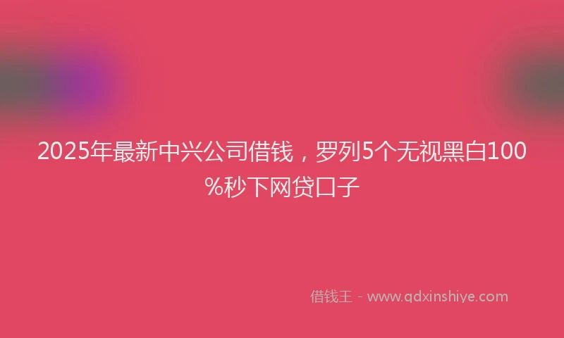 2025年最新中兴公司借钱，罗列5个无视黑白100%秒下网贷口子