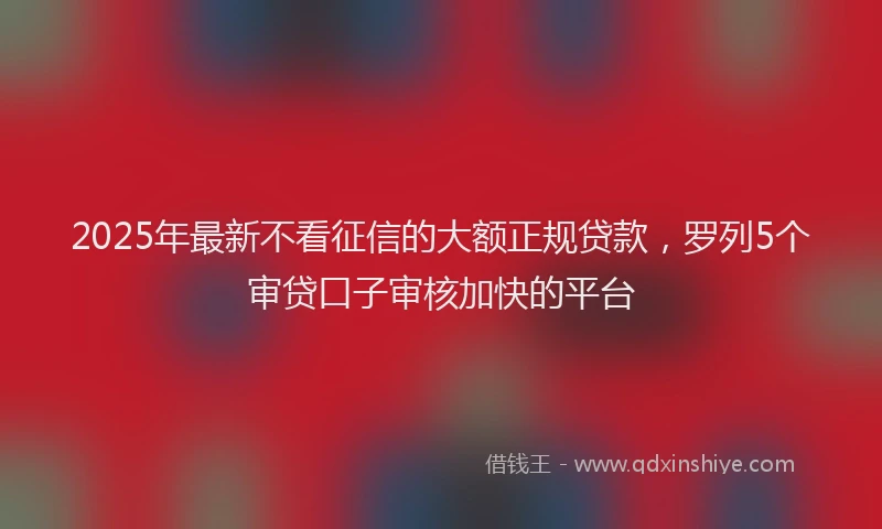 2025年最新不看征信的大额正规贷款，罗列5个审贷口子审核加快的平台