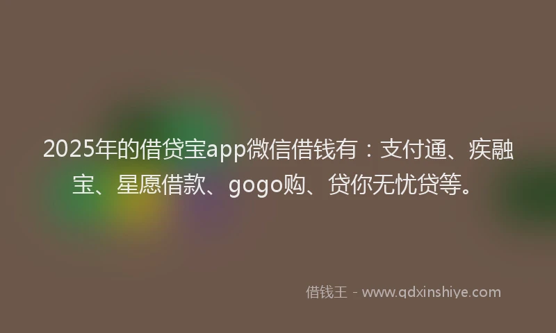 2025年的借贷宝app微信借钱有：支付通、疾融宝、星愿借款、gogo购、贷你无忧贷等。