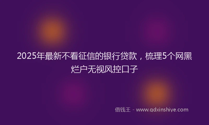 2025年最新不看征信的银行贷款，梳理5个网黑烂户无视风控口子