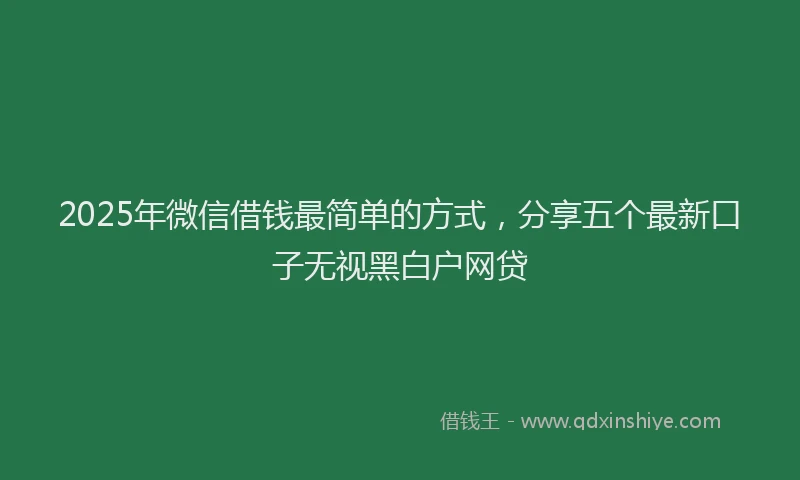 2025年微信借钱最简单的方式，分享五个最新口子无视黑白户网贷