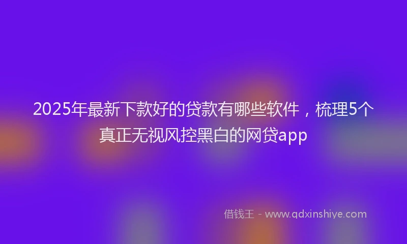2025年最新下款好的贷款有哪些软件，梳理5个真正无视风控黑白的网贷app