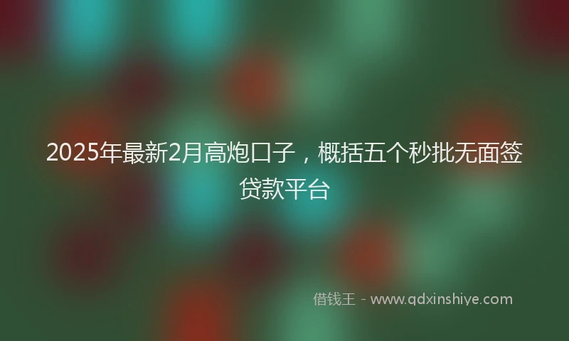 2025年最新2月高炮口子，概括五个秒批无面签贷款平台