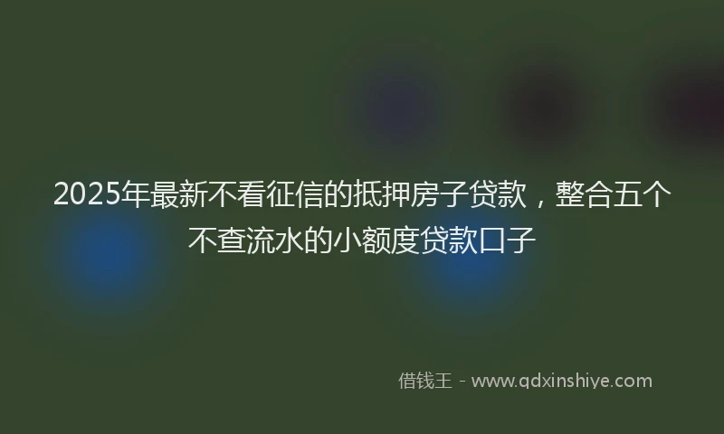 2025年最新不看征信的抵押房子贷款，整合五个不查流水的小额度贷款口子