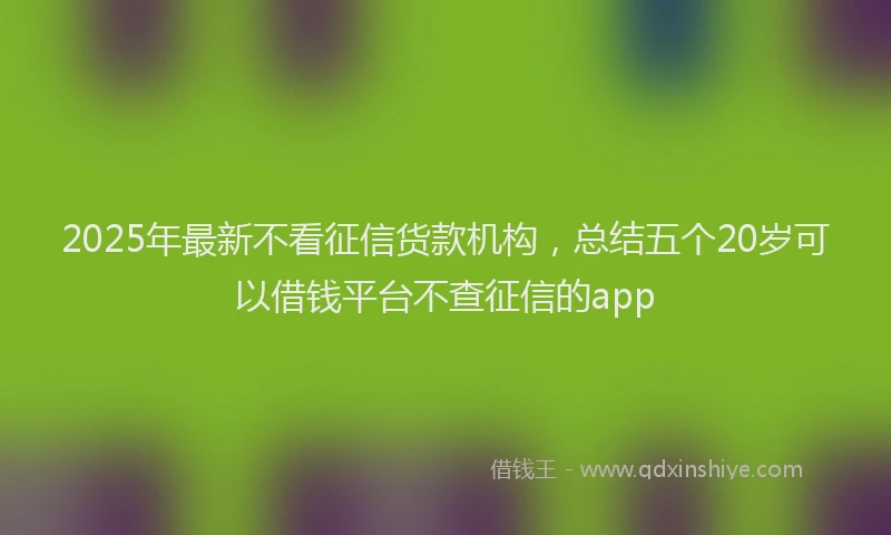2025年最新不看征信货款机构，总结五个20岁可以借钱平台不查征信的app