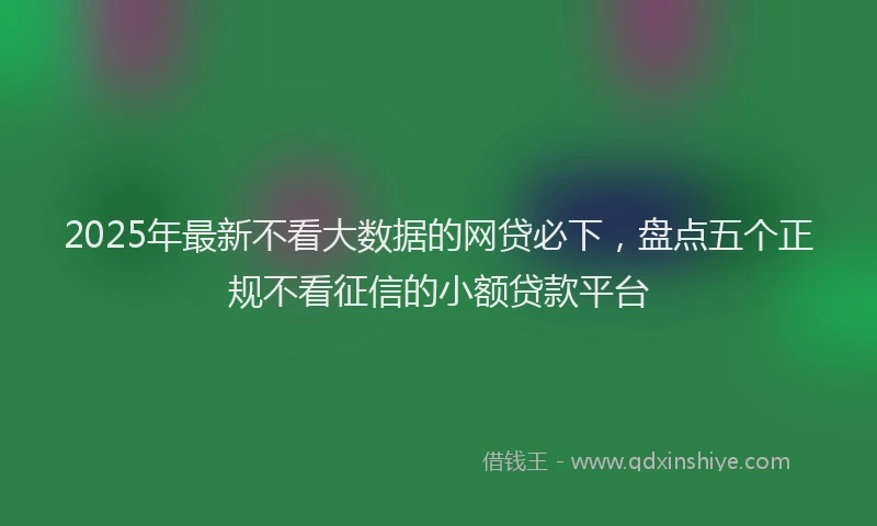 2025年最新不看大数据的网贷必下，盘点五个正规不看征信的小额贷款平台