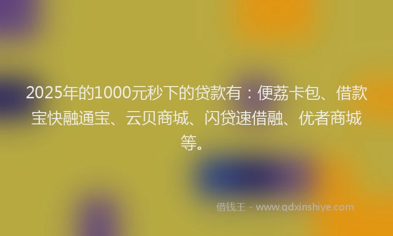 2025年的1000元秒下的贷款有：便荔卡包、借款宝快融通宝、云贝商城、闪贷速借融、优者商城等。
