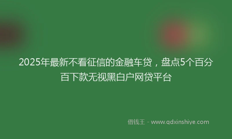 2025年最新不看征信的金融车贷，盘点5个百分百下款无视黑白户网贷平台