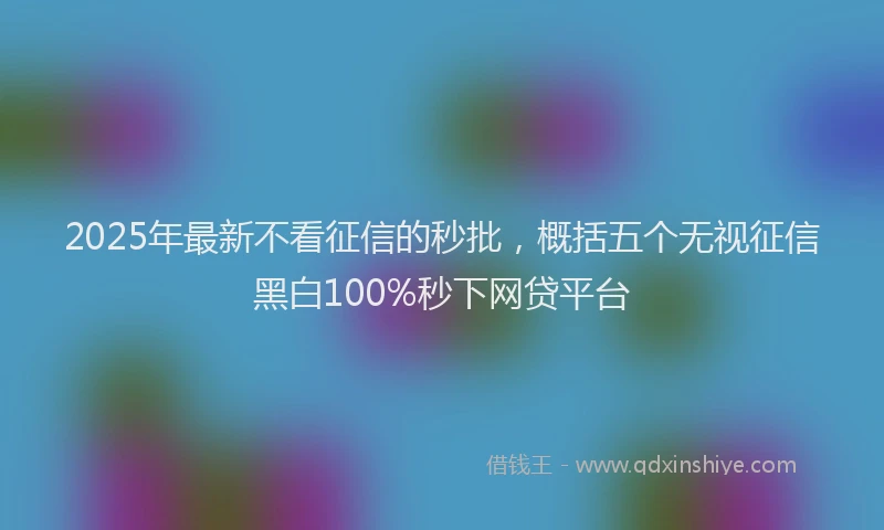 2025年最新不看征信的秒批，概括五个无视征信黑白100%秒下网贷平台