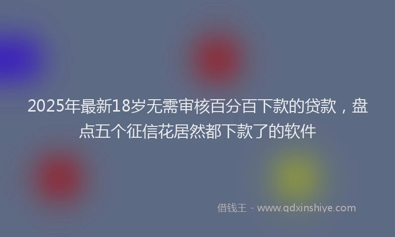 2025年最新18岁无需审核百分百下款的贷款，盘点五个征信花居然都下款了的软件