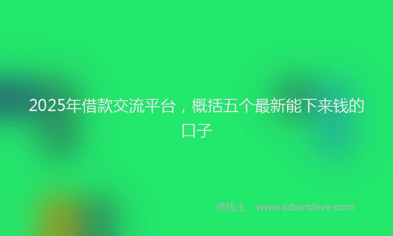 2025年借款交流平台，概括五个最新能下来钱的口子
