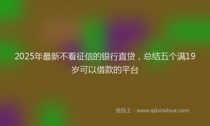 2025年最新不看征信的银行直贷，总结五个满19岁可以借款的平台