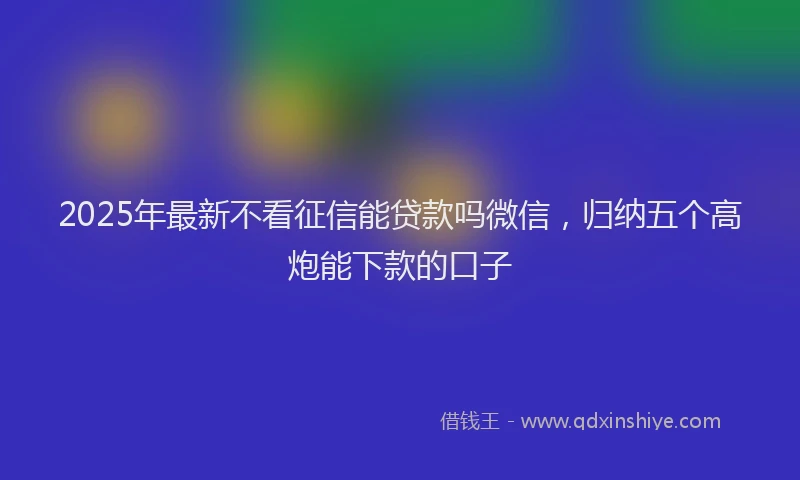 2025年最新不看征信能贷款吗微信，归纳五个高炮能下款的口子