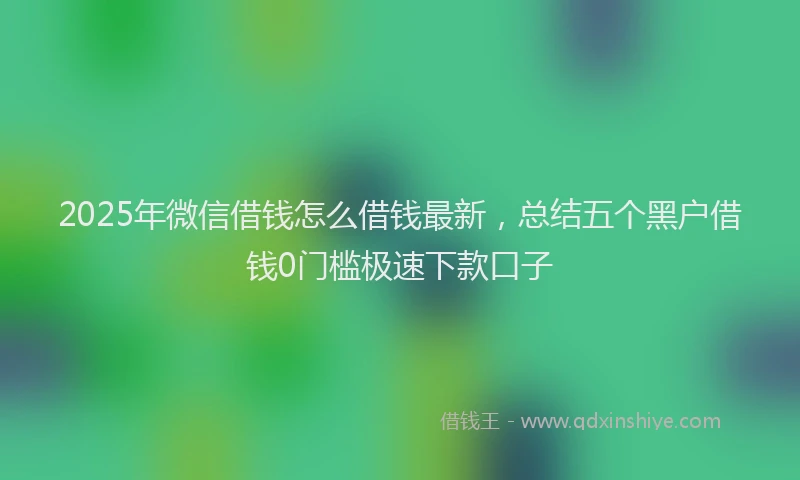 2025年微信借钱怎么借钱最新，总结五个黑户借钱0门槛极速下款口子