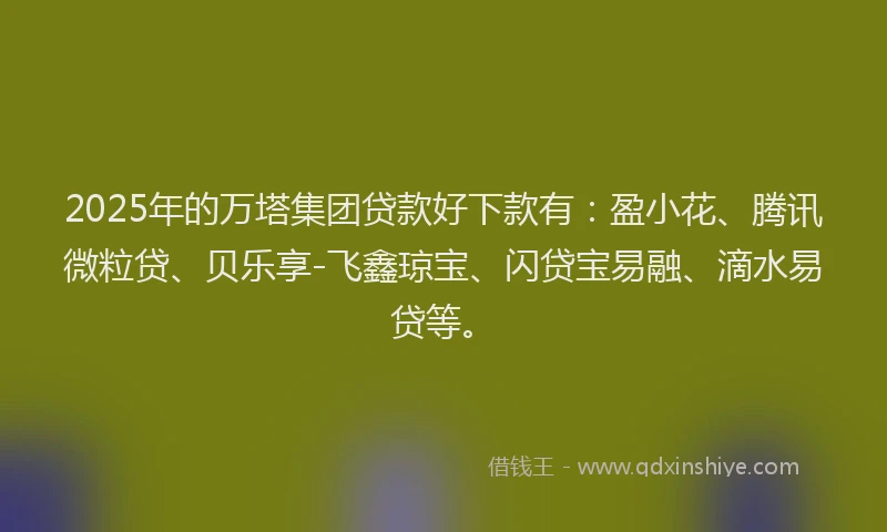 2025年的万塔集团贷款好下款有：盈小花、腾讯微粒贷、贝乐享-飞鑫琼宝、闪贷宝易融、滴水易贷等。