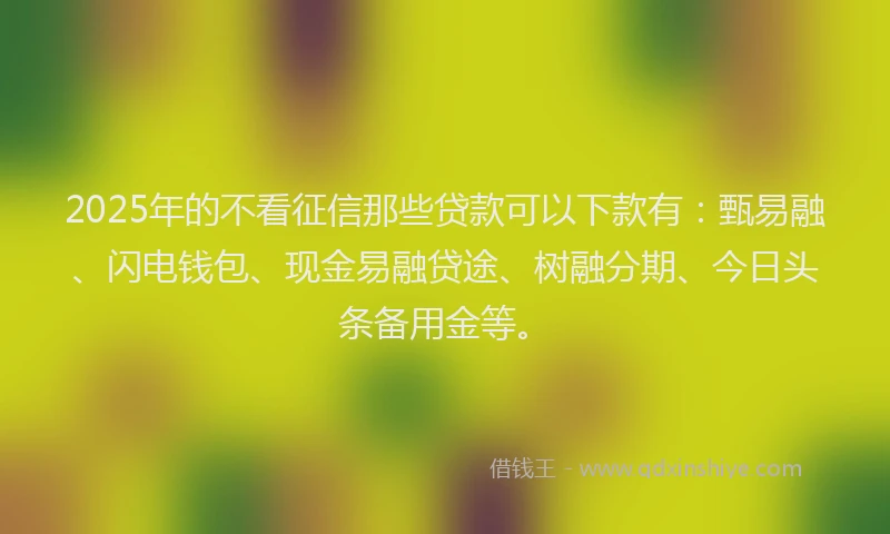 2025年的不看征信那些贷款可以下款有：甄易融、闪电钱包、现金易融贷途、树融分期、今日头条备用金等。