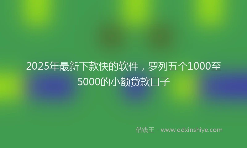 2025年最新下款快的软件，罗列五个1000至5000的小额贷款口子