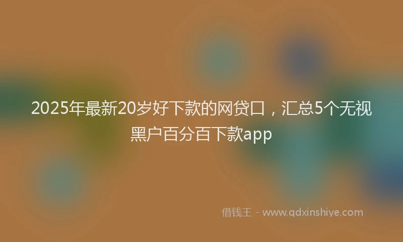 2025年最新20岁好下款的网贷口，汇总5个无视黑户百分百下款app