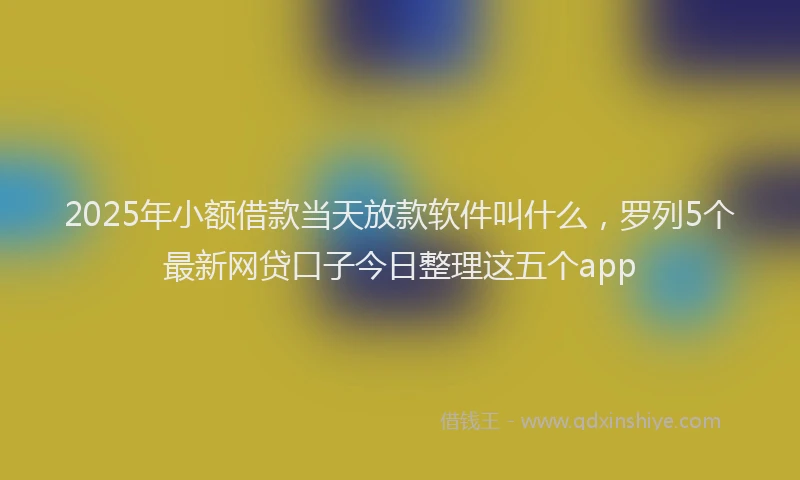 2025年小额借款当天放款软件叫什么，罗列5个最新网贷口子今日整理这五个app