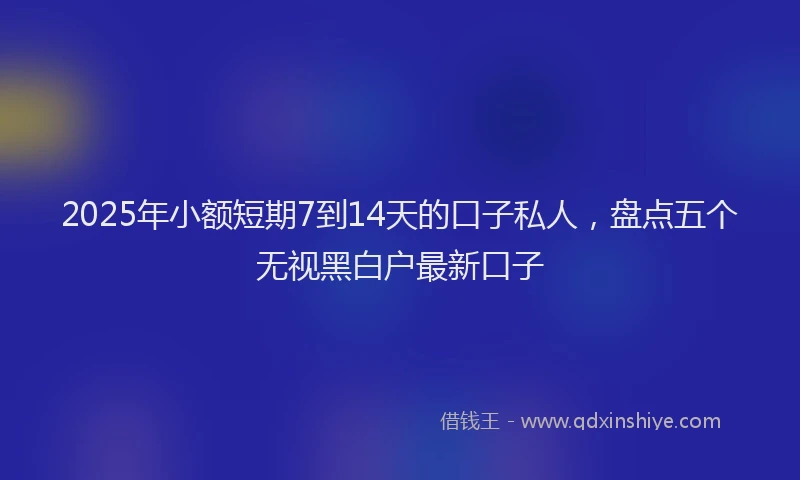 2025年小额短期7到14天的口子私人，盘点五个无视黑白户最新口子