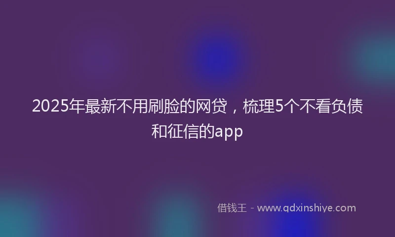 2025年最新不用刷脸的网贷，梳理5个不看负债和征信的app