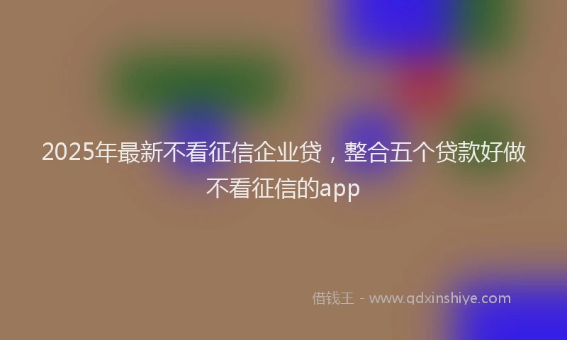 2025年最新不看征信企业贷，整合五个贷款好做不看征信的app