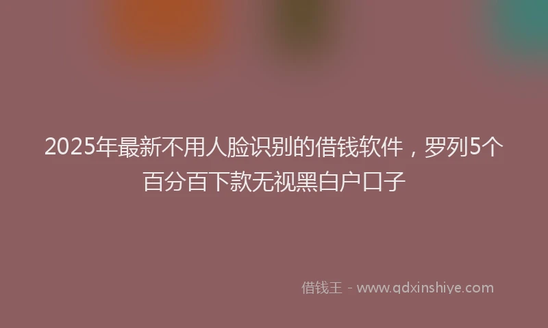 2025年最新不用人脸识别的借钱软件，罗列5个百分百下款无视黑白户口子