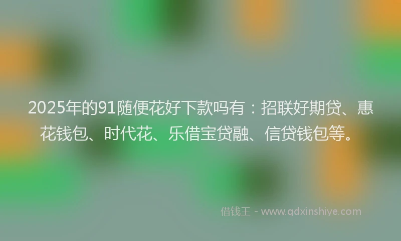 2025年的91随便花好下款吗有：招联好期贷、惠花钱包、时代花、乐借宝贷融、信贷钱包等。