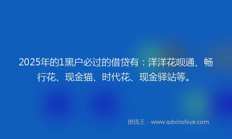 2025年的1黑户必过的借贷有：洋洋花呗通、畅行花、现金猫、时代花、现金驿站等。