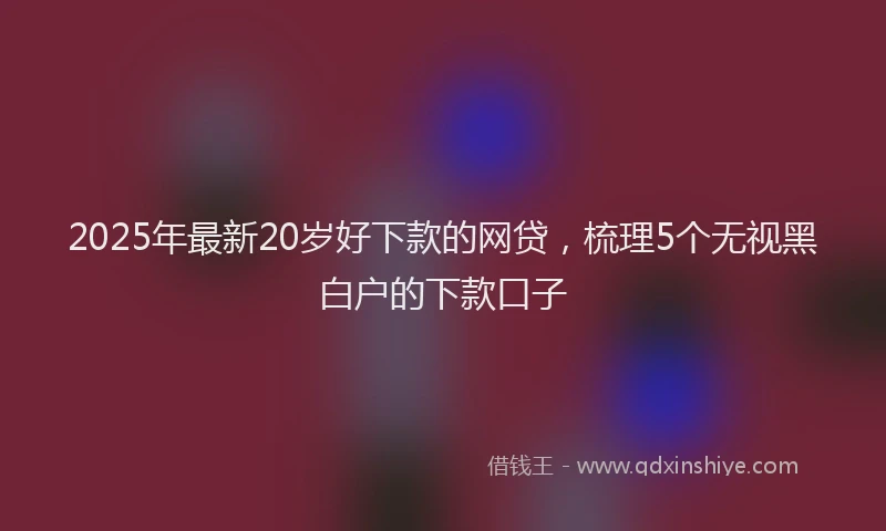 2025年最新20岁好下款的网贷，梳理5个无视黑白户的下款口子