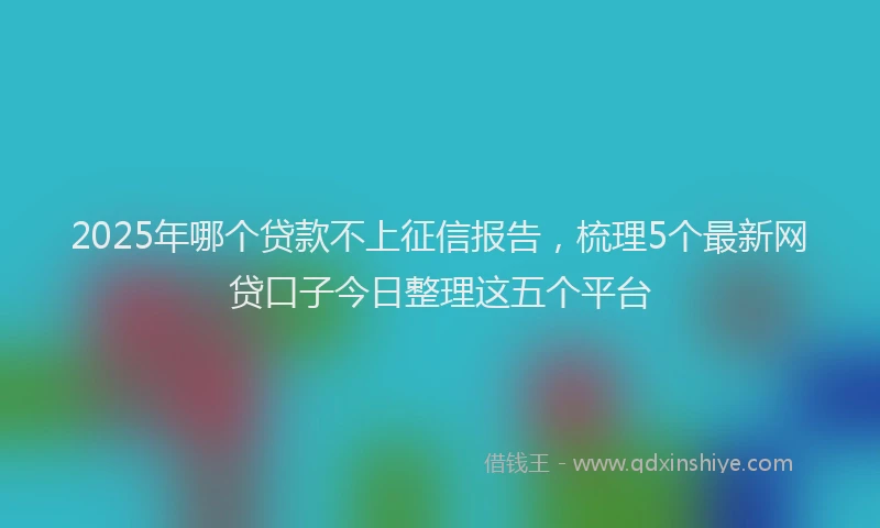 2025年哪个贷款不上征信报告，梳理5个最新网贷口子今日整理这五个平台