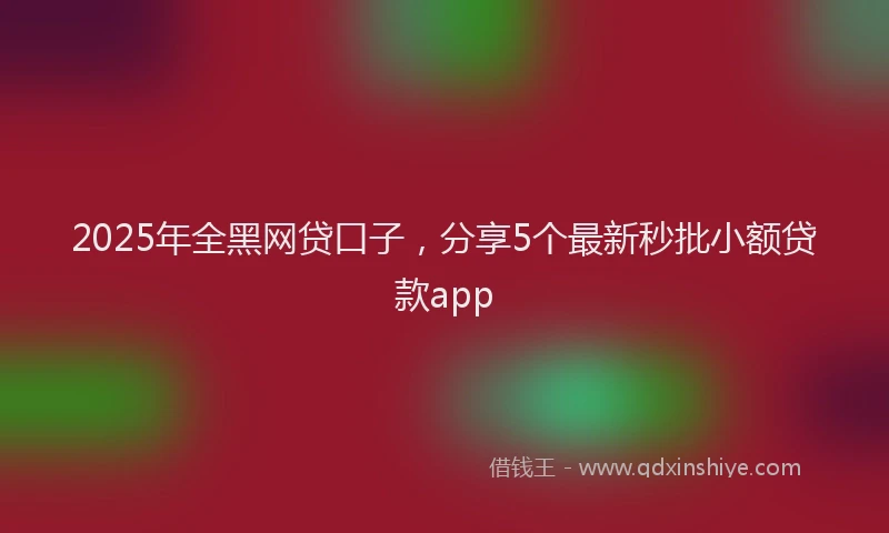 2025年全黑网贷口子，分享5个最新秒批小额贷款app