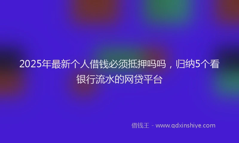 2025年最新个人借钱必须抵押吗吗，归纳5个看银行流水的网贷平台