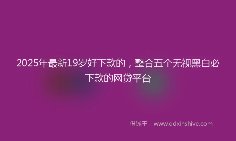 2025年最新19岁好下款的，整合五个无视黑白必下款的网贷平台