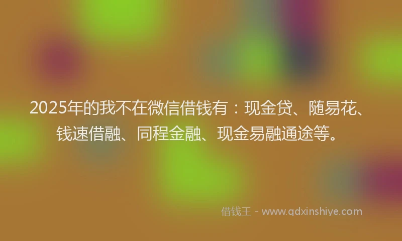2025年的我不在微信借钱有:现金贷、随易花、钱速借融、同程金融、现金易融通途等。