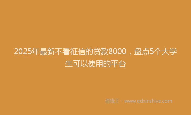 2025年最新不看征信的贷款8000，盘点5个大学生可以使用的平台