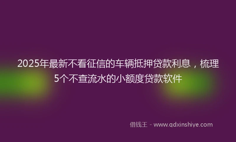 2025年最新不看征信的车辆抵押贷款利息，梳理5个不查流水的小额度贷款软件